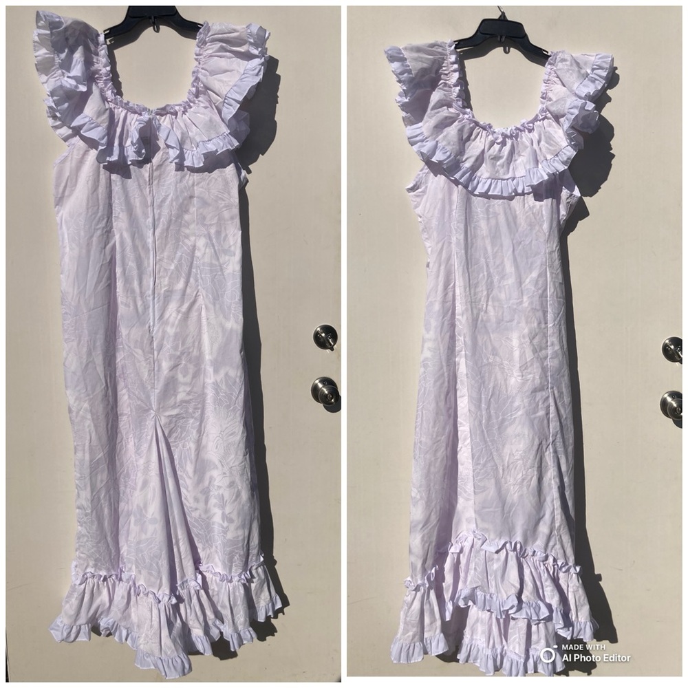 Pumehana Vintage Ruffle Floral Maxi Dress Made in Hawaii Special Details Sz 3X